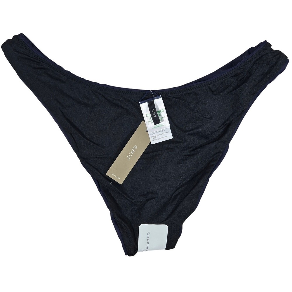 J. Crew Curved-waist cheeky bikini bottom Navy M NWT - Picture 4 of 9
